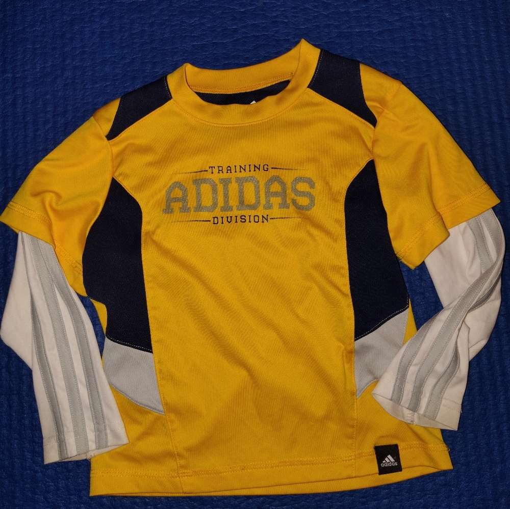 Adidas Kids Yellow and Navy Long Sleeve Tee